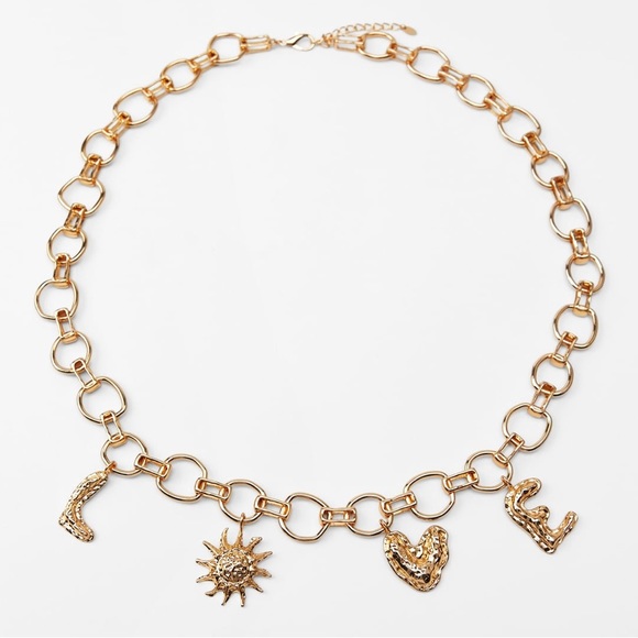 Zara LOVE CHARM GOLD BELT size 32 - Picture 7 of 11